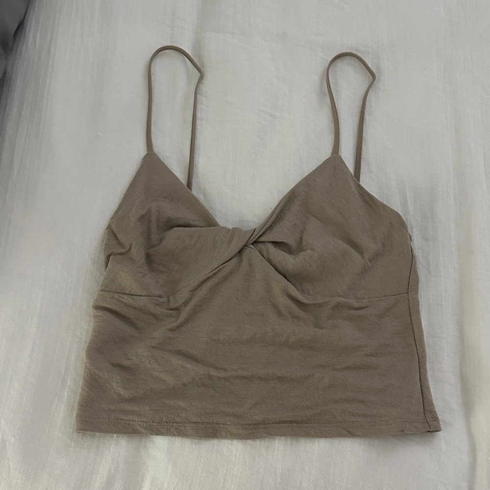 Zara Brown Crop Top with Spaghetti Straps